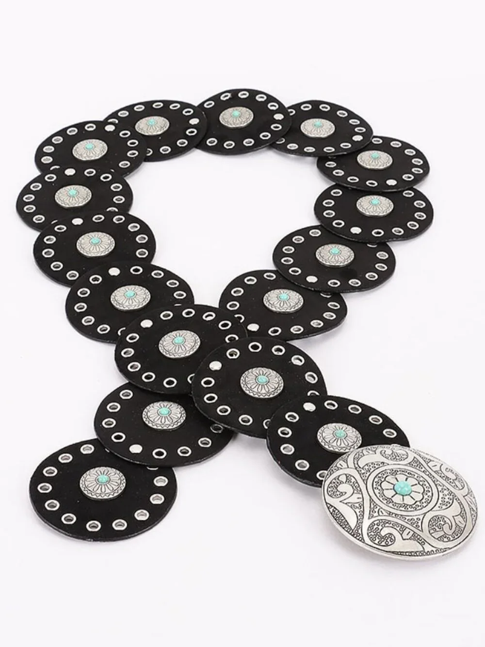 BNWT Rivets Faux Suede Statement Western Disk Boho Belt